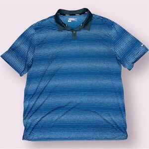 Nike Golf Tour Performance Dri-Fit Polo Shirt Men's XXL Blue Stripe Short Sleeve